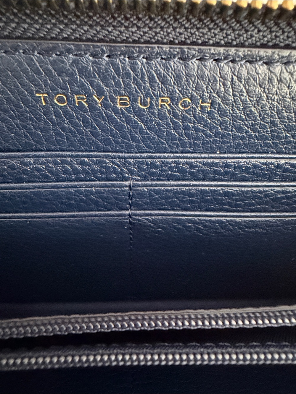 Tory Burch Patchwork Zip Wallet in Burgundy, Navy, Tan - Picture 3 of 7